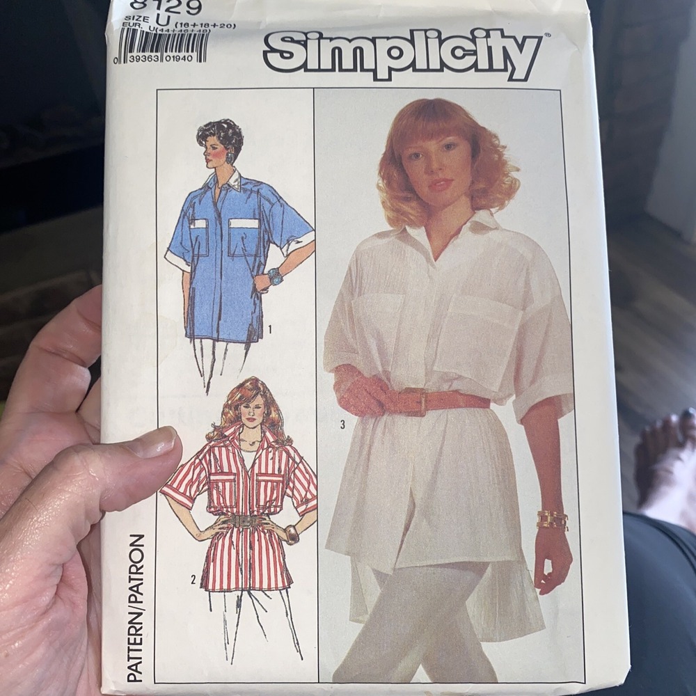 Vintage 1986 Simplicity 8129 Ladies Shirt Sewing Pattern Size 16-20 Uncut